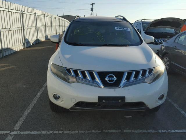 JN8AZ18U49W003182 - 2009 NISSAN MURANO WHITE photo 9