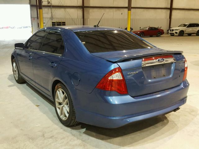 3FAHP0JA9AR329020 - 2010 FORD FUSION SEL BLUE photo 3