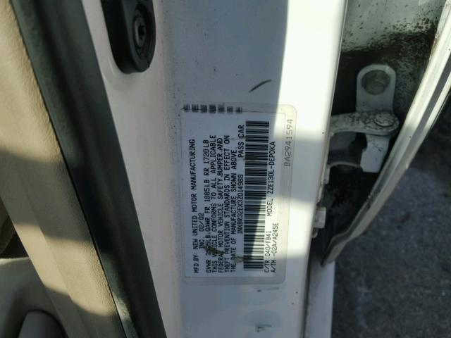 1NXBR32EX3Z014988 - 2003 TOYOTA CORROLA WHITE photo 10