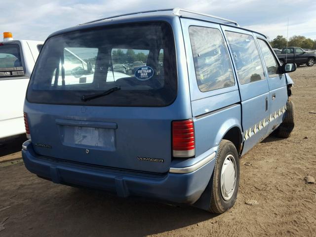 2P4GH2539NR762497 - 1992 PLYMOUTH VOYAGER BLUE photo 4