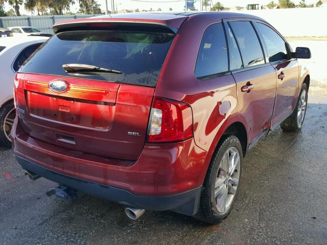 2FMDK3JC5EBB20934 - 2014 FORD EDGE SEL ORANGE photo 4