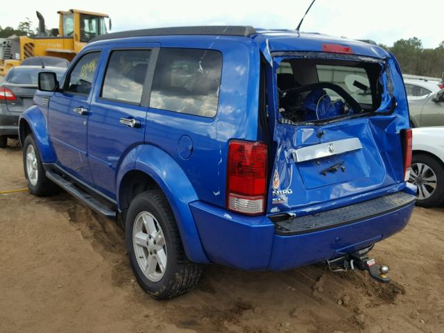 1D8GT58K97W689621 - 2007 DODGE NITRO SLT BLUE photo 3