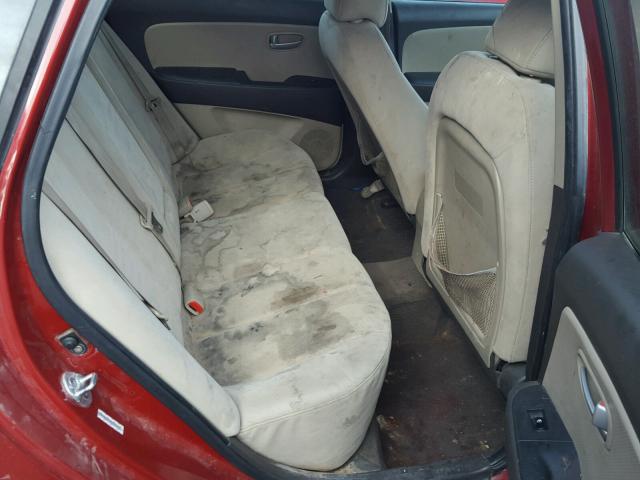 KMHDU46D48U362503 - 2008 HYUNDAI ELANTRA GL RED photo 6