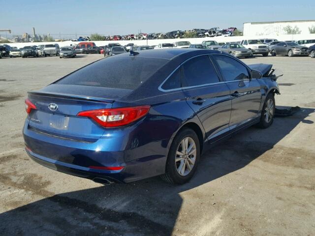 5NPE24AFXFH195272 - 2015 HYUNDAI SONATA SE BLUE photo 4