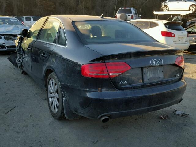 WAULK78K19N004237 - 2009 AUDI A4 3.2 QUA BLACK photo 3