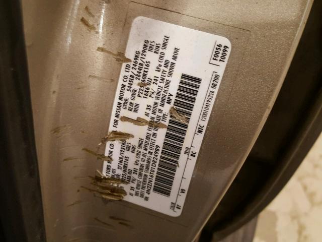 4N2ZN16T01D824989 - 2001 NISSAN QUEST SE GOLD photo 10