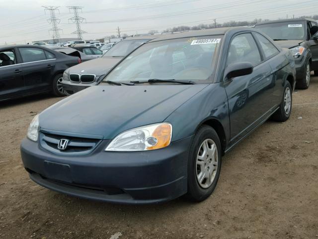 1HGEM22581L115249 - 2001 HONDA CIVIC LX GREEN photo 2