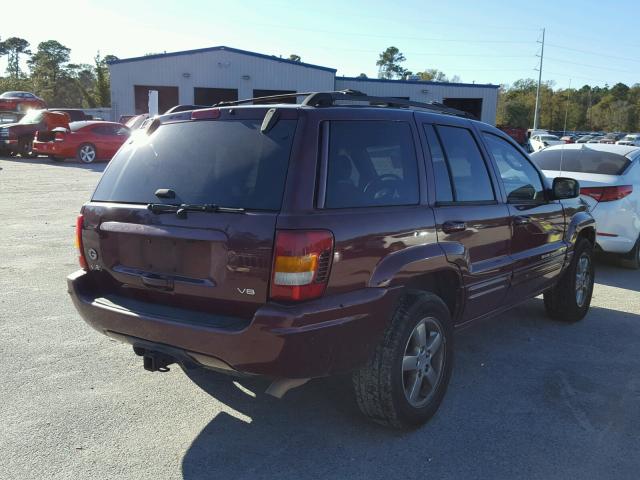 1J8GX58N13C541979 - 2003 JEEP GRAND CHER MAROON photo 4