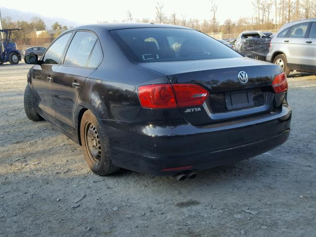 3VW2K7AJ1DM310872 - 2013 VOLKSWAGEN JETTA BASE BLACK photo 3