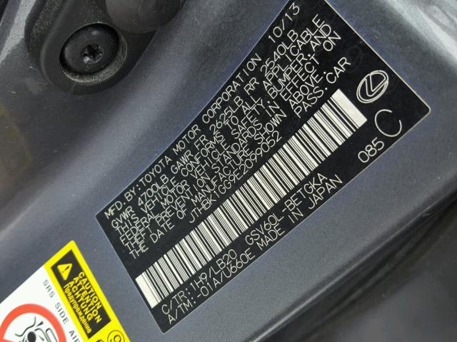 JTHBK1GG9E2099052 - 2014 LEXUS ES 350 GRAY photo 10