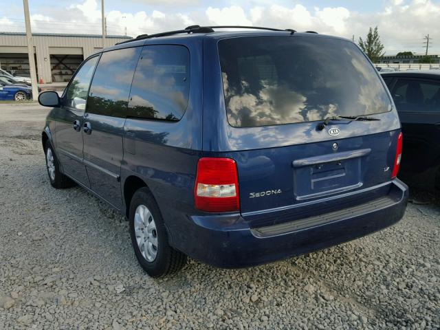 KNDUP132256728620 - 2005 KIA SEDONA EX BLUE photo 3