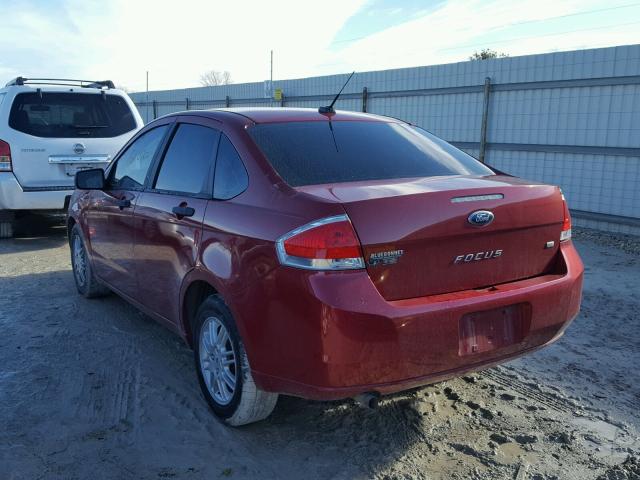 1FAHP3FN2AW158122 - 2010 FORD FOCUS SE BURGUNDY photo 3