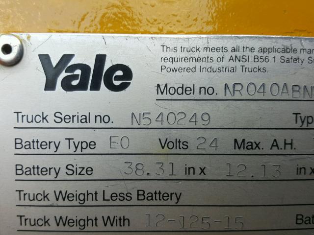 N540249 - 2003 YALE FORKLIFT YELLOW photo 10