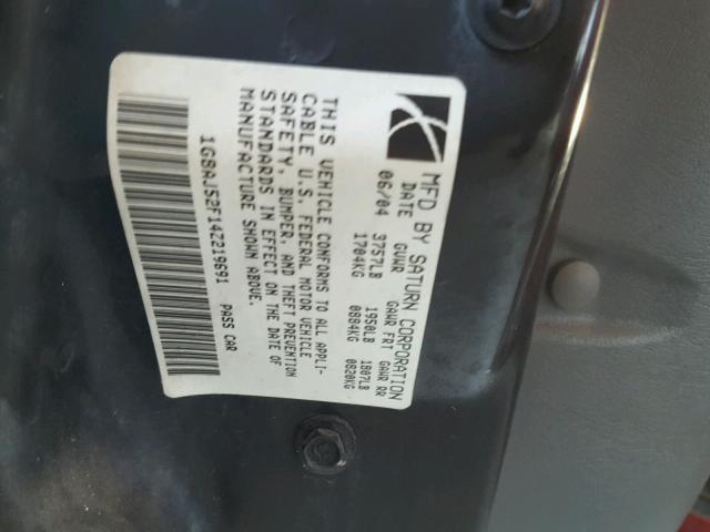 1G8AJ52F14Z219691 - 2004 SATURN ION LEVEL MAROON photo 10