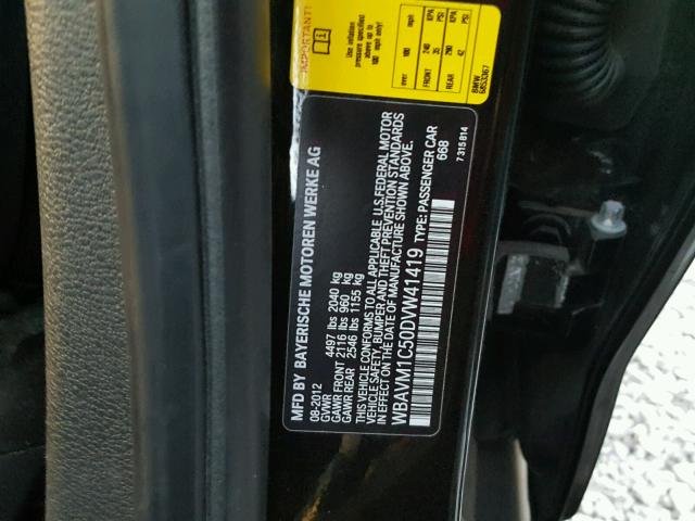 WBAVM1C50DVW41419 - 2013 BMW X1 SDRIVE2 Noir photo 10