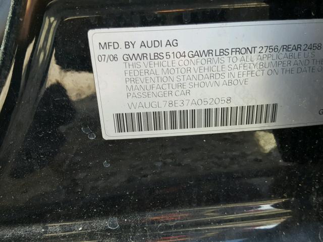 WAUGL78E37A052058 - 2007 AUDI NEW S4 QUA BLACK photo 10