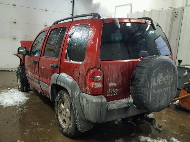 1J4GL48K45W716417 - 2005 JEEP LIBERTY SP RED photo 3