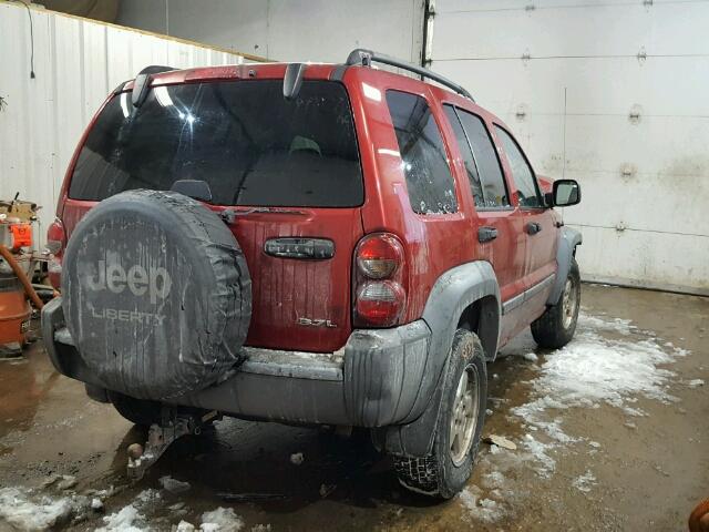 1J4GL48K45W716417 - 2005 JEEP LIBERTY SP RED photo 4