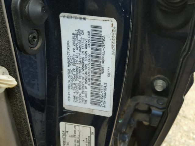 4T1BE32K92U500692 - 2002 TOYOTA CAMRY LE BLUE photo 10