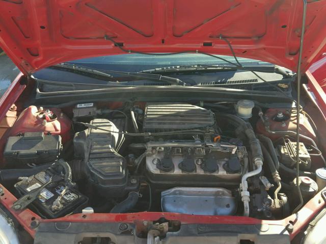 1HGEM22912L083801 - 2002 HONDA CIVIC EX RED photo 7