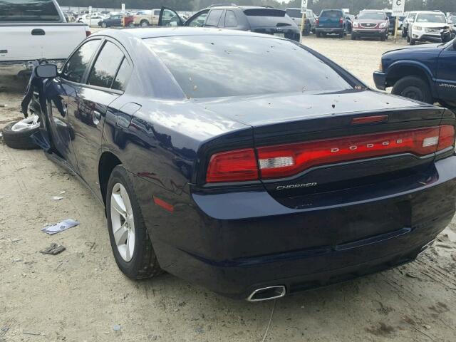 2C3CDXBG5EH112918 - 2014 DODGE CHARGER SE BLUE photo 3