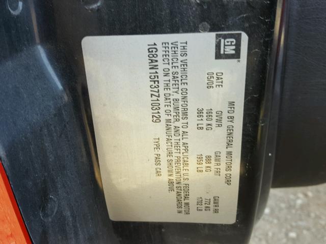 1G8AN15F37Z103129 - 2007 SATURN ION LEVEL 红色 照片 10