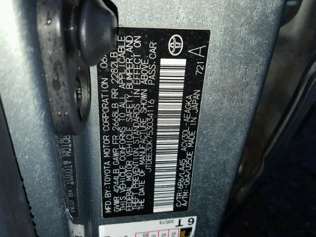 JTDBE30K753034116 - 2005 TOYOTA CAMRY LE GREEN photo 10