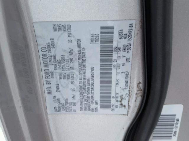 1FMEU73E36UA95760 - 2006 FORD EXPLORER X SILVER photo 10