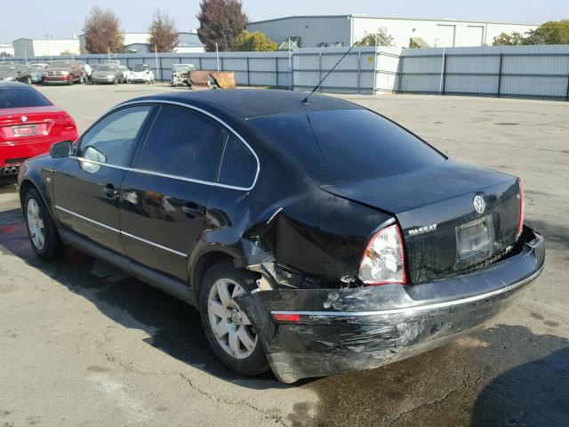 WVWRH63B52P010744 - 2002 VOLKSWAGEN PASSAT GLX BLACK photo 3