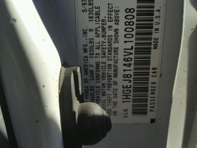 1HGEJ8146VL100808 - 1997 HONDA CIVIC EX თეთრი ფოტო 10