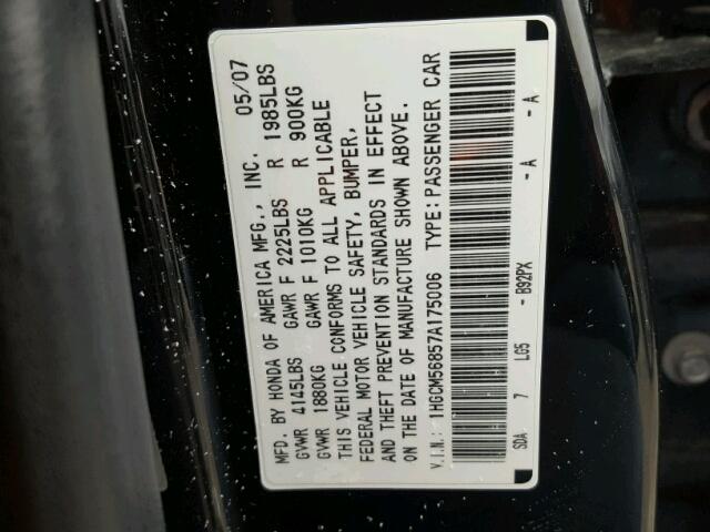 1HGCM56857A175006 - 2007 HONDA ACCORD EX BLACK photo 10