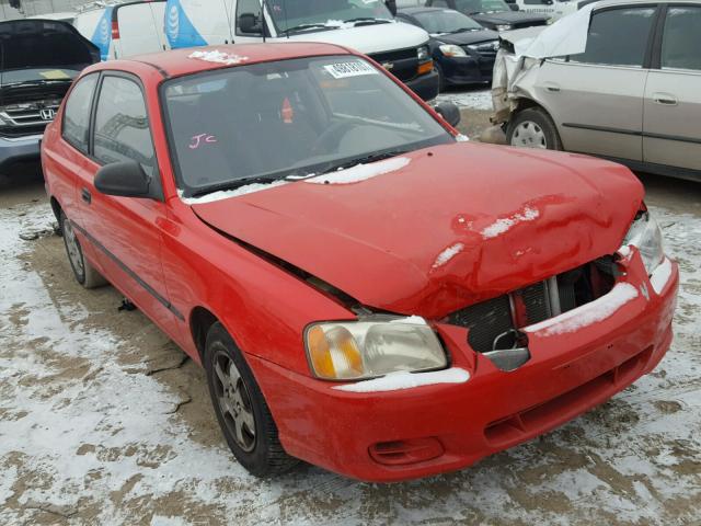 KMHCF35G82U163232 - 2002 HYUNDAI ACCENT L RED photo 1