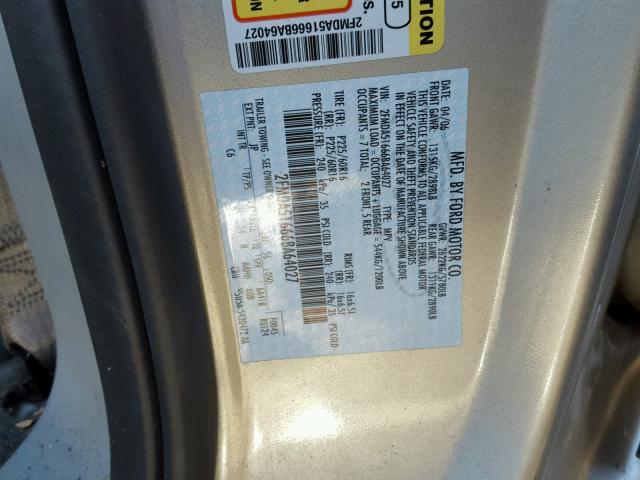 2FMDA51666BA64027 - 2006 FORD FREESTAR S SILVER photo 10