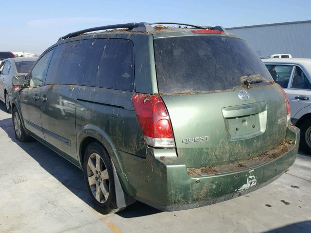 5N1BV28U34N306224 - 2004 NISSAN QUEST S GREEN photo 3