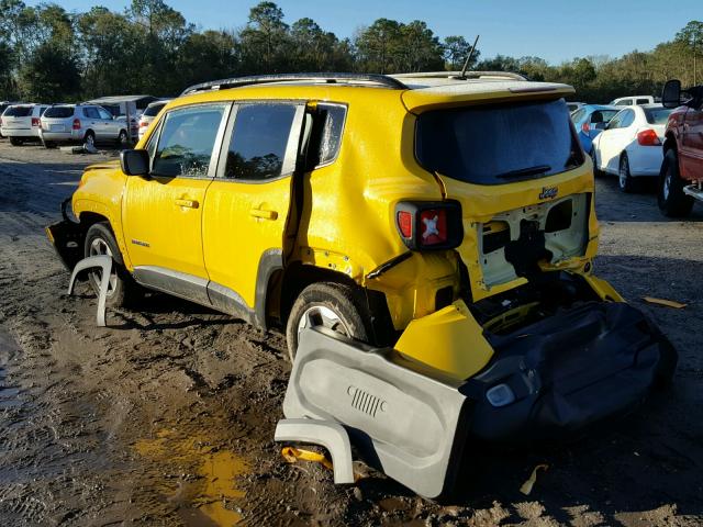 ZACCJAAT3GPE21630 - 2016 JEEP RENEGADE S 黄色 照片 3
