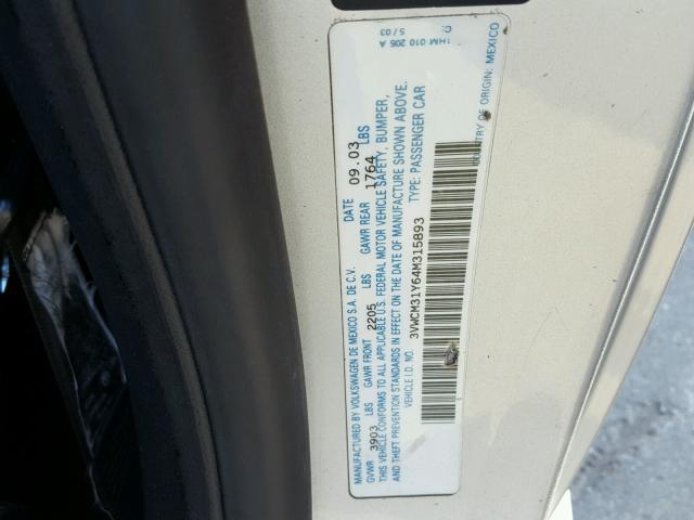 3VWCM31Y64M315893 - 2004 VOLKSWAGEN NEW BEETLE Gümüş foto 10