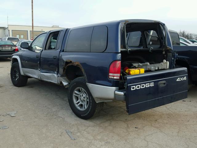 1B7HG2AN31S249659 - 2001 DODGE DAKOTA QUA BLUE photo 3