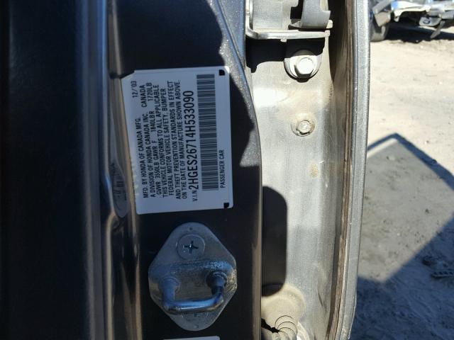 2HGES26714H533090 - 2004 HONDA CIVIC EX 灰色 照片 10