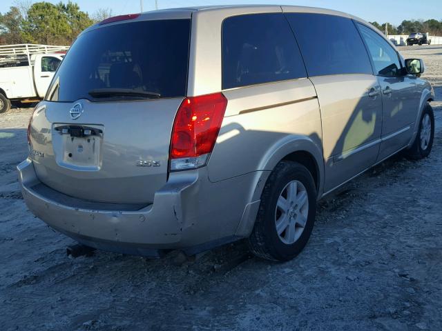 5N1BV28U34N342706 - 2004 NISSAN QUEST S GOLD photo 4