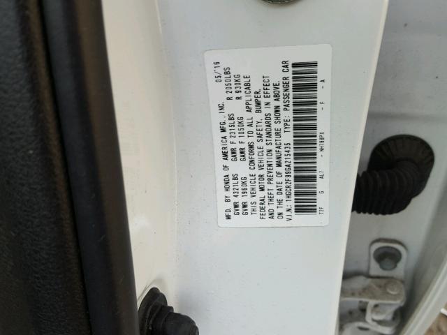 1HGCR2F99GA215435 - 2016 HONDA ACCORD EXL WHITE photo 10