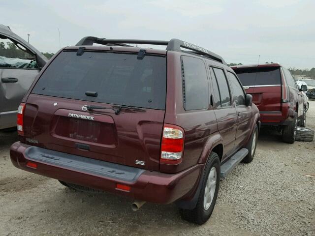 JN8DR09X72W661858 - 2002 NISSAN PATHFINDER BURGUNDY photo 4