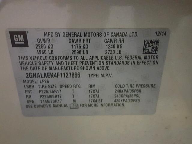 2GNALAEK4F1127866 - 2015 CHEVROLET EQUINOX LS TAN photo 10