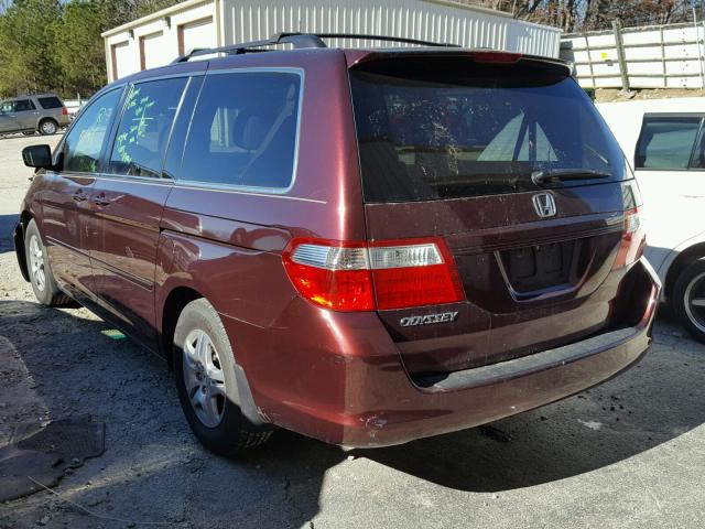 5FNRL386X7B136608 - 2007 HONDA ODYSSEY EX BURGUNDY photo 3