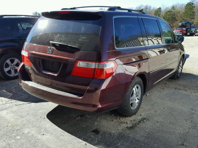 5FNRL386X7B136608 - 2007 HONDA ODYSSEY EX BURGUNDY photo 4