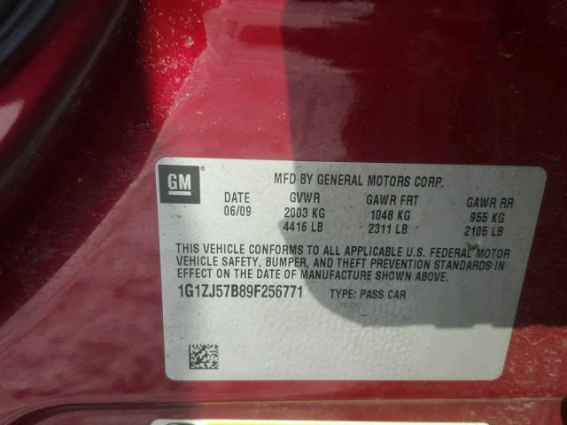 1G1ZJ57B89F256771 - 2009 CHEVROLET MALIBU 2LT RED photo 10