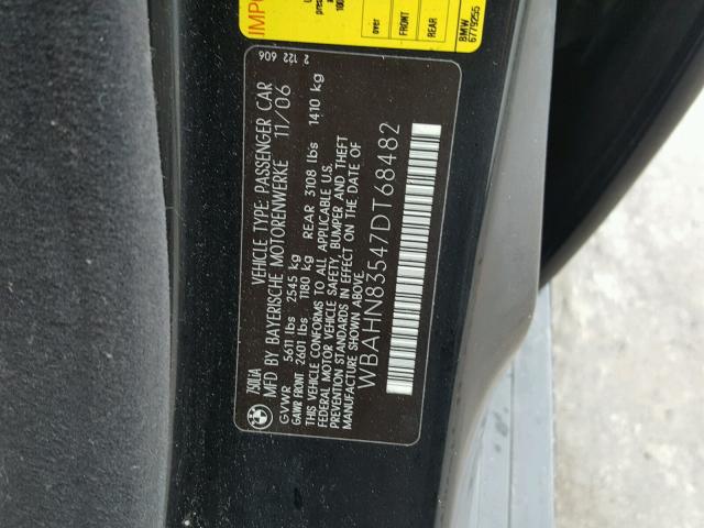 WBAHN83547DT68482 - 2007 BMW 750 BLACK photo 10