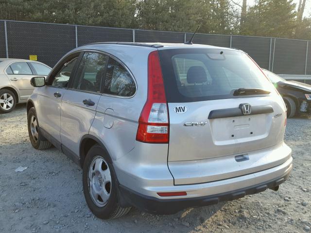 5J6RE4H36AL082549 - 2010 HONDA CR-V LX SILVER photo 3