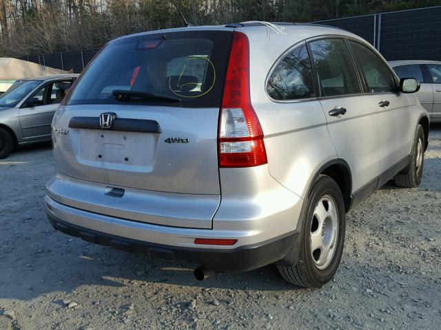 5J6RE4H36AL082549 - 2010 HONDA CR-V LX SILVER photo 4