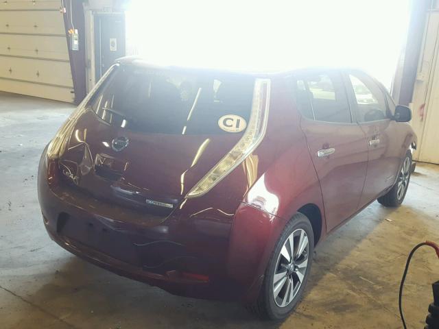 1N4BZ0CP9HC309084 - 2017 NISSAN LEAF S BURGUNDY photo 4