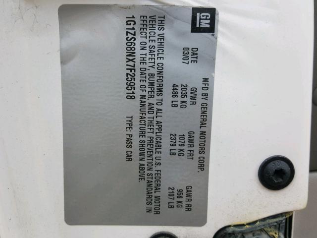 1G1ZS68NX7F259518 - 2007 CHEVROLET MALIBU MAX თეთრი ფოტო 10